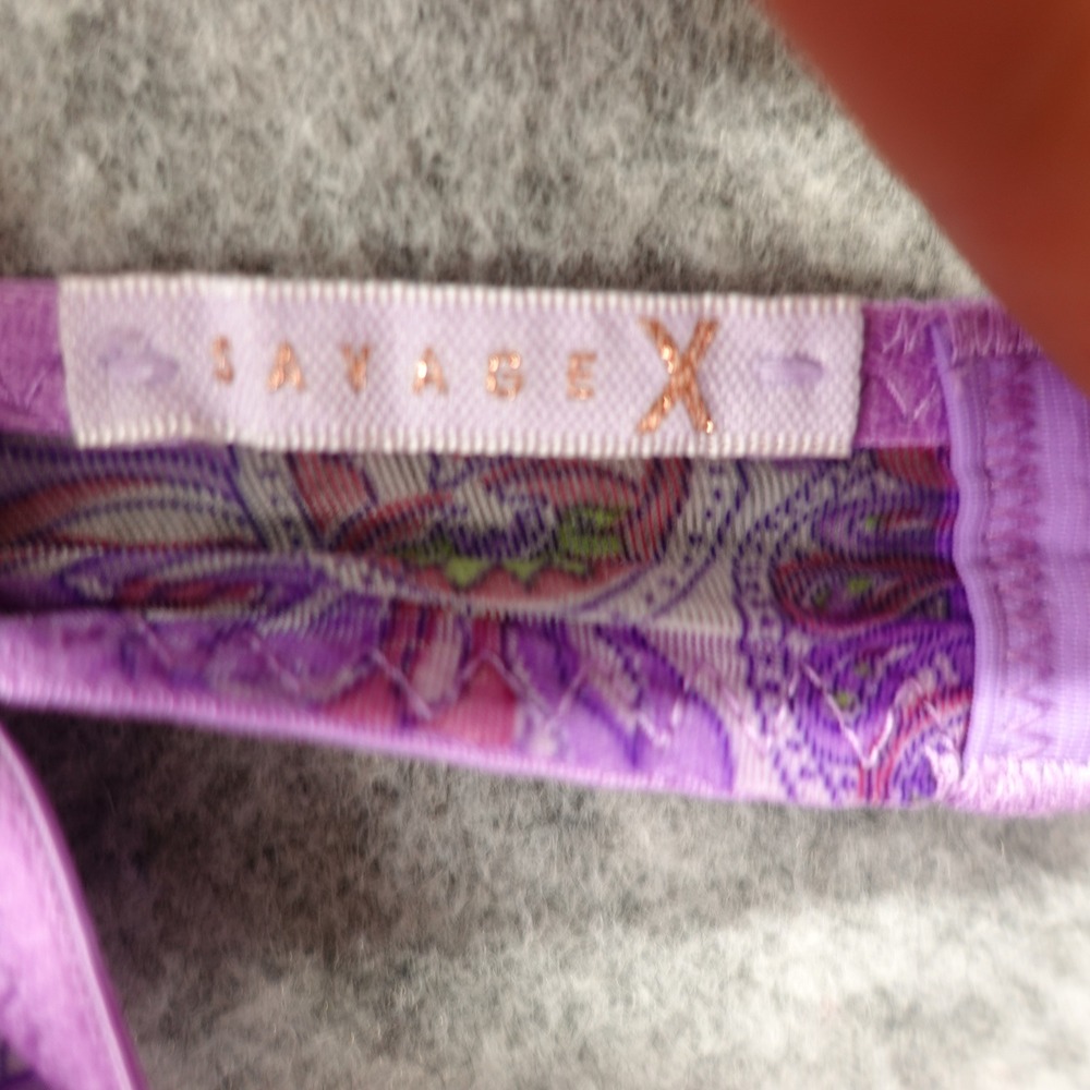 Savage X Fenty Womens Bodysuit M Purple Mesh Lace Underwire Y2K Rave Sexy Sheer - Picture 3 of 14